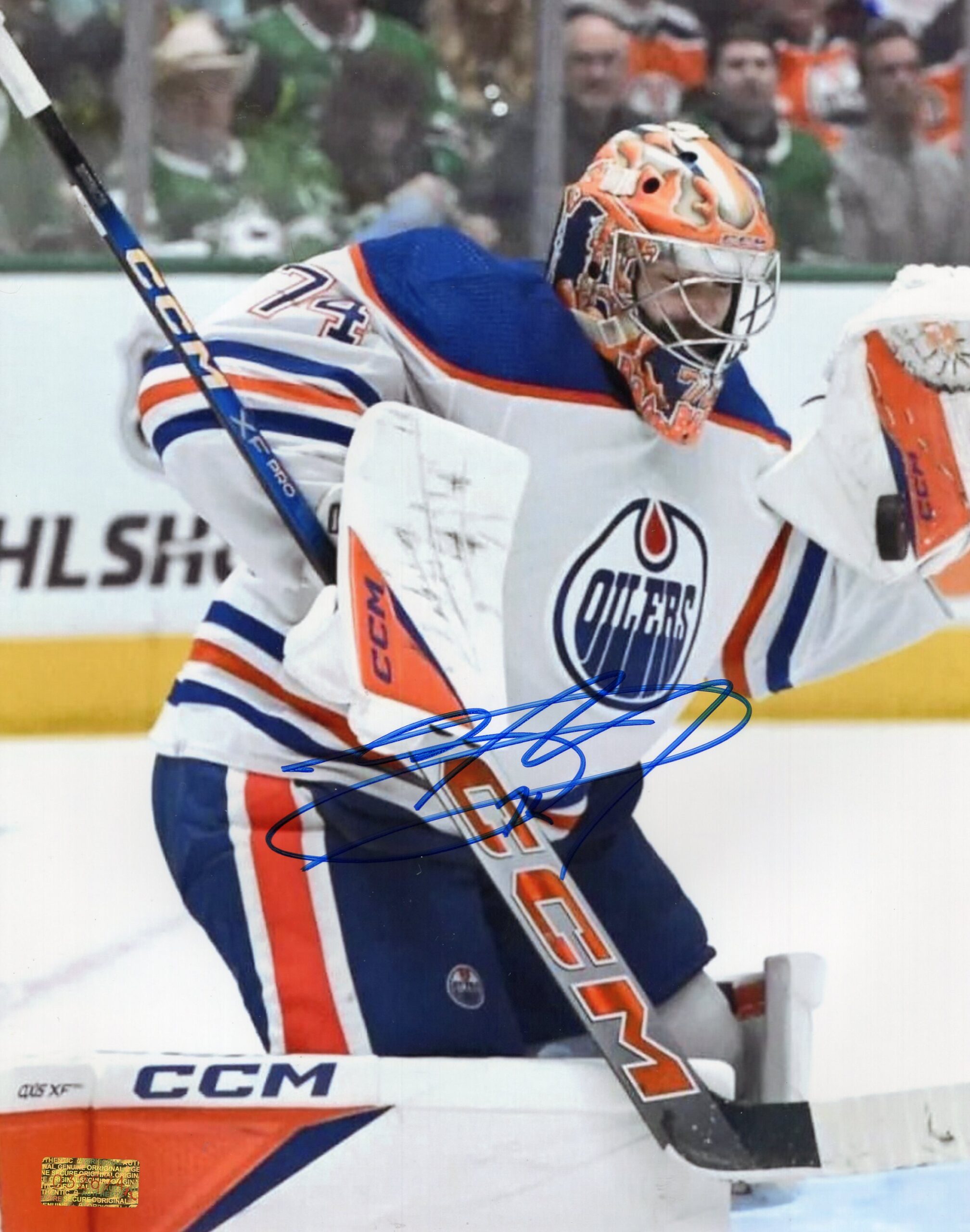 Stuart Skinner Edmonton Oilers Crisp White Away Jersey Autographed 8x10 Photo