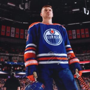 Zach Hyman Edmonton Oilers Standing for National Anthem Autographed 8x10 Photo