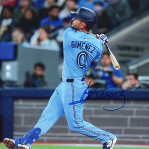 Andres Gimenez Toronto Blue Jays Bat Swing Autographed 8x10 Photo