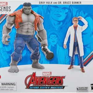 Marvel Legends Series Gray Hulk and Dr. Bruce Banner, Avengers Collectible 6 Inch Action Figures