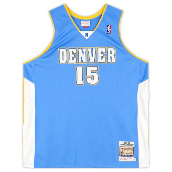 Carmelo Anthony Denver Nuggets Autographed Light Blue Mitchell & Ness 2003-04 Authentic Jersey - Image 2