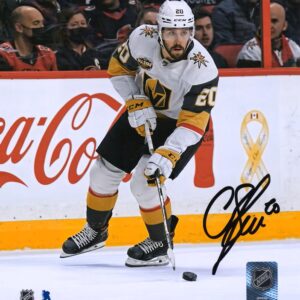 Chandler Stephenson Vegas Golden Knights Autographed 16'' x 20'' White Jersey with Puck Photograph