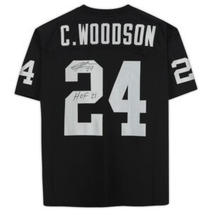 Charles Woodson Black Las Vegas Raiders Autographed Mitchell & Ness Authentic Player Jersey with "HOF 21" Inscription