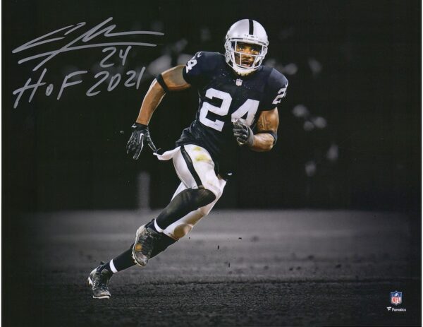 Charles Woodson Oakland Raiders Autographed 11" x 14" Black Jersey Spotlight Photograph