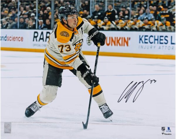 Charlie McAvoy Boston Bruins Autographed 8" x 10" Beige Alternate 100th Anniversary Jersey Shooting Photograph
