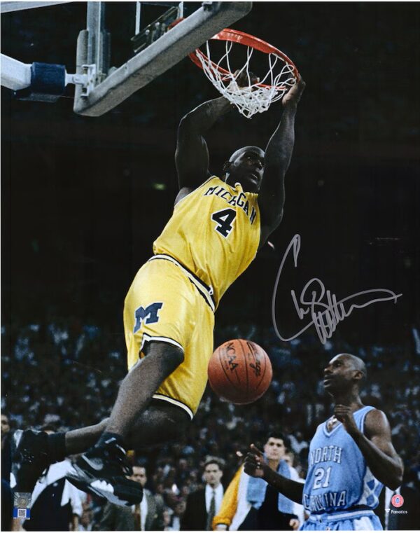 Chris Webber Michigan Wolverines Autographed 16'' x 20'' Dunk vs. UNC Tar Heels Photograph