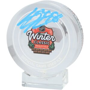 Connor Bedard Chicago Blackhawks Autographed 2025 NHL Winter Classic Crystal Puck - Filled with Game-Used Ice