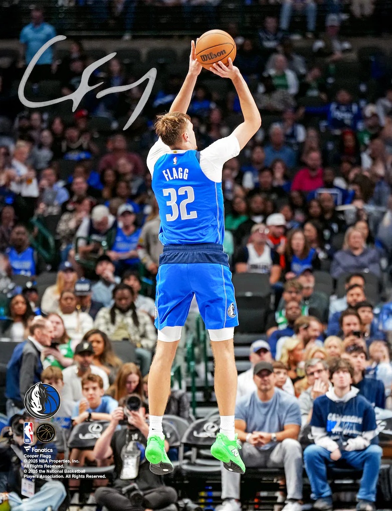 Cooper Flagg Dallas Mavericks Autographed 16" x 20" Shooting Photograph