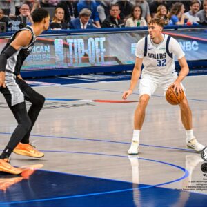 Cooper Flagg Dallas Mavericks Unsigned NBA Debut Photograph