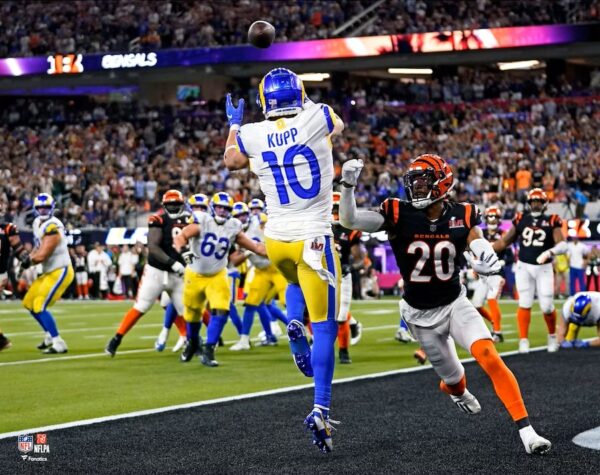 Cooper Kupp Los Angeles Rams Unsigned Super Bowl LVI Game-Winning Touchdown Catch Photograph
