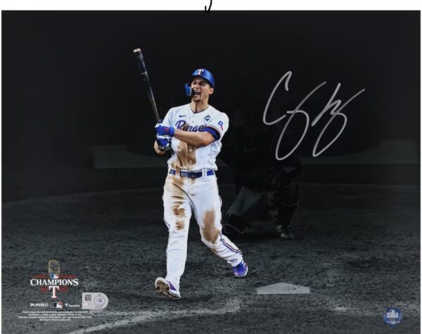 Corey Seager Texas Rangers Autographed 2023 World Series Champions 11" x 14" Hitting Spotlight Photograph