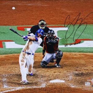 Corey Seager Texas Rangers Autographed 2023 World Series Champions 16" x 20" Hitting Photograph