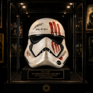 John Boyega Autographed Star Wars The Black Series First Order Stormtrooper Bloody Helmet with FN-2187 Inscription