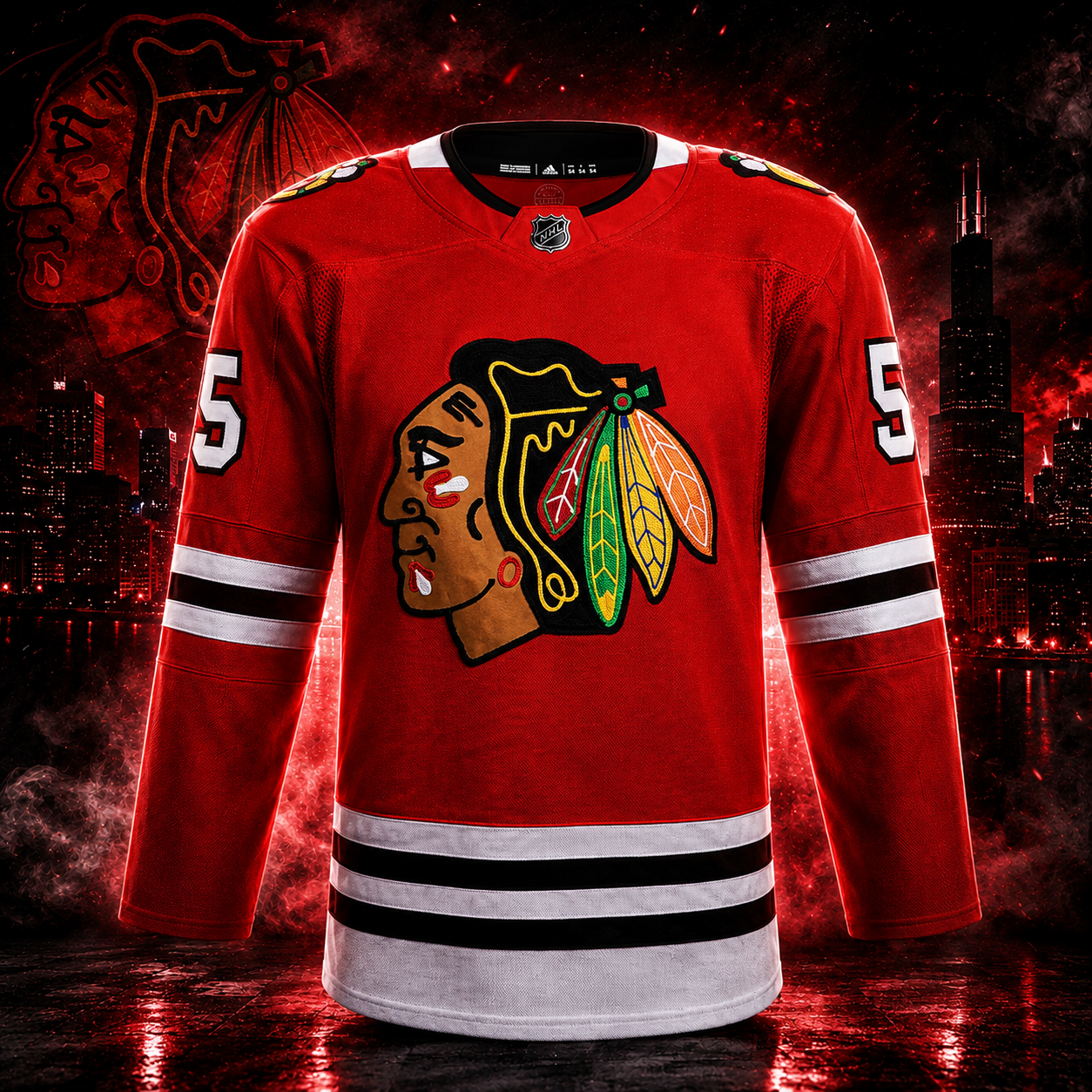 Kevin Korchinski Autographed Chicago Blackhawks Red Adidas Jersey - Image 2