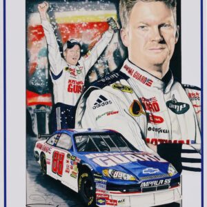 Dale Earnhardt Jr. Unsigned 11" x 15" Lithograph with "Power and Pride" Inscription - Art and Signed by Stephen Balok