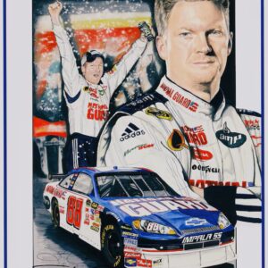 Dale Earnhardt Jr. Unsigned 11" x 15" Lithograph with "Power and Pride" Inscription - Art and Signed by Stephen Balok