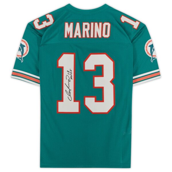 Dan Marino Miami Dolphins Autographed Aqua Mitchell & Ness Authentic Jersey with "HOF 05" Inscription