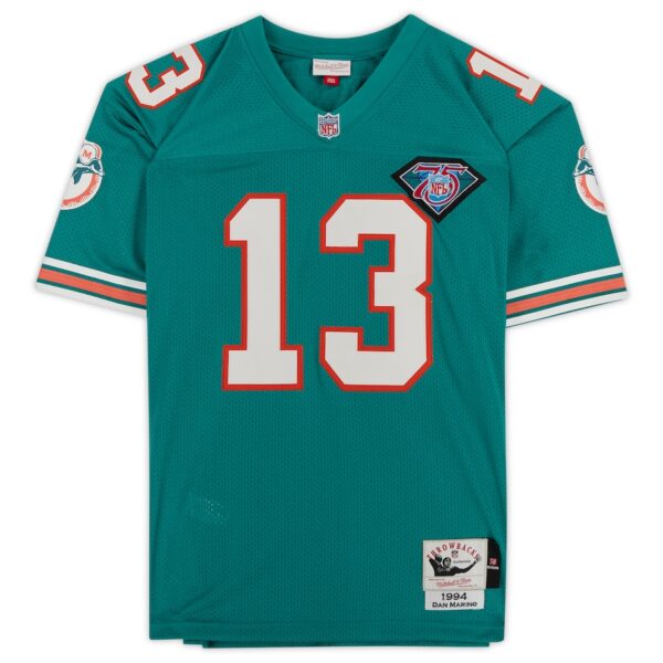 Dan Marino Miami Dolphins Autographed Aqua Mitchell & Ness Authentic Jersey with "HOF 05" Inscription - Image 2