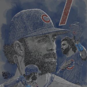 Dansby Swanson Chicago Cubs Unsigned 16" x 20" Photo Print - Art by Maz Adams - Limited Edition of 25