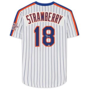 Darryl Strawberry New York Mets Autographed Mitchell and Ness White 1986 World Series Jersey