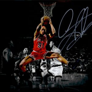 Dennis Rodman Chicago Bulls Autographed 11" x 14" Spotlight Rebound Photograph