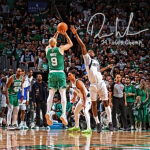 Derrick White Boston Celtics Autographed 16" x 20" 2024 NBA Finals Champions Action Photograph with "24 Finals Champs" Inscription