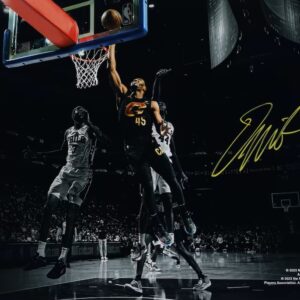 Donovan Mitchell Cleveland Cavaliers Autographed 11" x 14" Spotlight Layup Versus Philadelphia 76ers Photograph