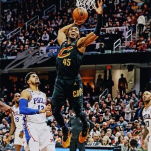 Donovan Mitchell Cleveland Cavaliers Autographed 16" x 20" Dunk in Black Photograph