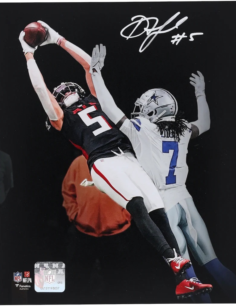 Drake London Atlanta Falcons Autographed 8" x 10" Touchdown Catch Spotlight Photograph