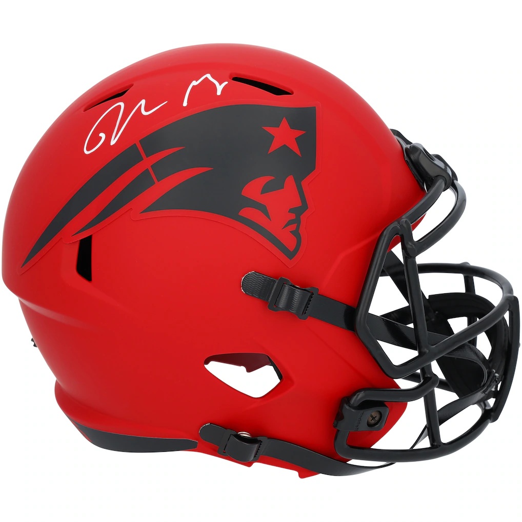 Drake Maye New England Patriots Autographed Riddell Rave Speed Authentic Helmet