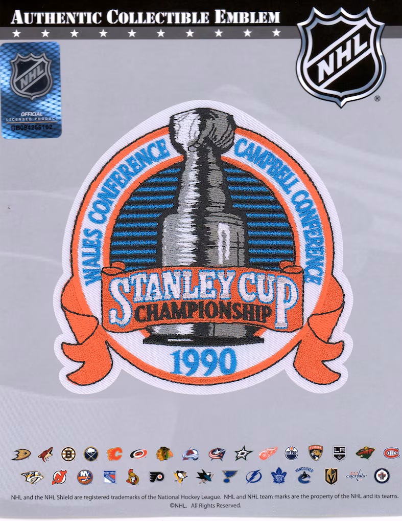 Edmonton Oilers vs. Boston Bruins Unsigned 1990 Stanley Cup Championship National Emblem Jersey Patch