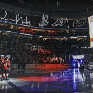 Florida Panthers Autographed 2024 Stanley Cup Champions 16" x 20" Banner Raising Photograph with 4 Signatures - Limited Edition of 25