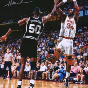 Hakeem Olajuwon Houston Rockets Autographed 16" x 20" Shot vs. David Robinson Photograph