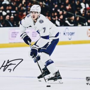 Haydn Fleury Tampa Bay Lightning Autographed 8" x 10" White Jersey Skating Photograph