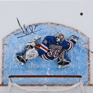 Henrik Lundqvist New York Rangers Autographed 8" x 10" Overhead Blocker Save Photograph