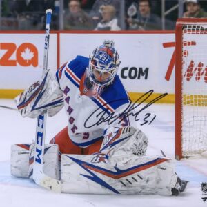 Igor Shesterkin New York Rangers Autographed 8" x 10" White Jersey Glove Save Photograph