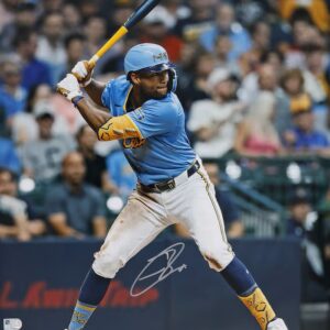 Jackson Chourio Milwaukee Brewers Autographed 16" x 20" Hitting Photograph