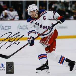 Jacob Trouba New York Rangers Autographed 16" x 20" White Jersey Shooting Photograph