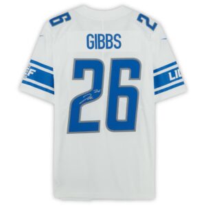 Jahmyr Gibbs Detroit Lions Autographed White Nike Vapor F.U.S.E Jersey