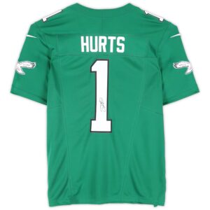 Jalen Hurts Philadelphia Eagles Autographed Throwback Kelly Green Nike Elite Jersey