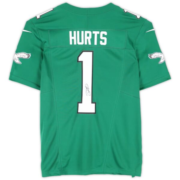 Jalen Hurts Philadelphia Eagles Autographed Throwback Kelly Green Nike Elite Jersey