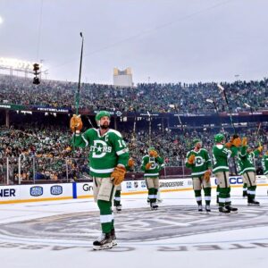 Jamie Benn Dallas Stars Unsigned 2020 NHL Winter Classic Stick Salute Photograph
