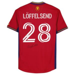 Jasper Löffelsend Real Salt Lake Autographed Match-Used #28 Red Jersey from the 2023 MLS Season