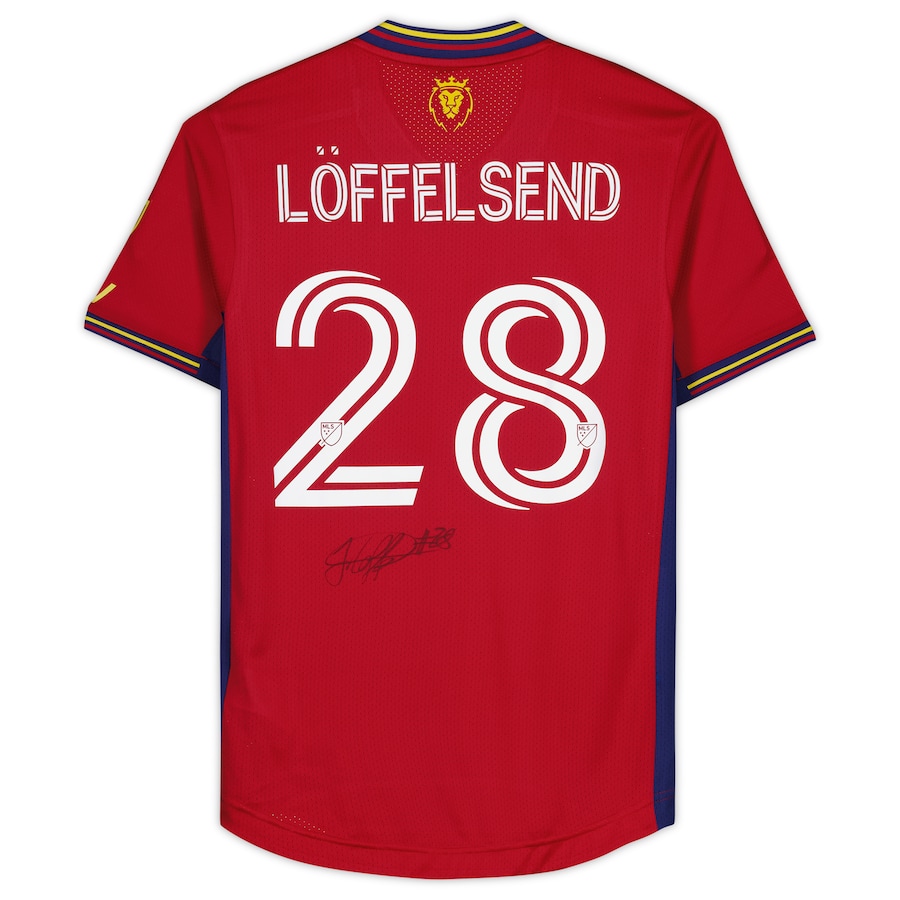 Jasper Löffelsend Real Salt Lake Autographed Match-Used #28 Red Jersey from the 2023 MLS Season