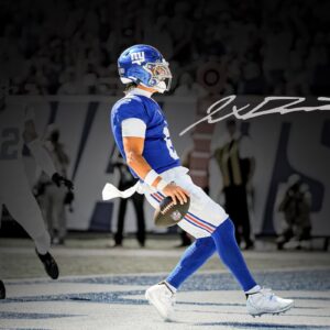 Jaxson Dart New York Giants Autographed 16" x 20" 2025 Week 4 First Career Touchdown Spotlight Photograph
