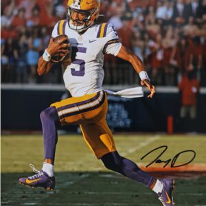 Jayden Daniels LSU Tigers Autographed 16" x 20" Running Photograph