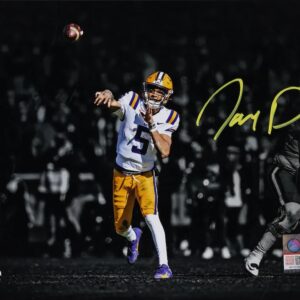 Jayden Daniels LSU Tigers Autographed 8" x 10" Throwing Spotlight Photograph