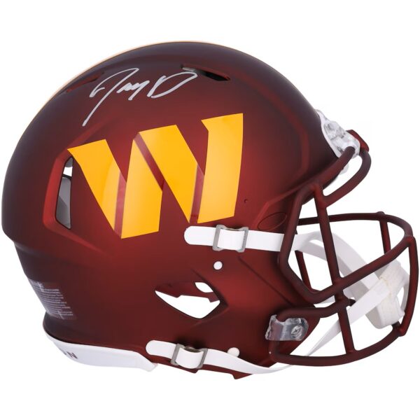 Jayden Daniels Washington Commanders Autographed Riddell Speed Replica Helmet