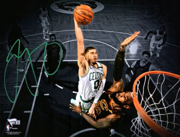 Jayson Tatum Boston Celtics Autographed 11'' x 14'' Dunking Spotlight Photograph