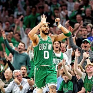 Jayson Tatum Boston Celtics Unsigned Game 7 51-Point Celebration Spotlight Photograph